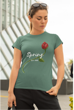 Load image into Gallery viewer, Green moisture-wicking t-shirt with vintage Spring EST 1989 print – breathable and athletic fit