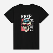 Load image into Gallery viewer, "Comfortable skull and ocean wave printed T-shirt – Modern fit for men and women"