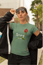 Load image into Gallery viewer, Lightweight green athletic t-shirt with retro design – perfect for travel and everyday wear
