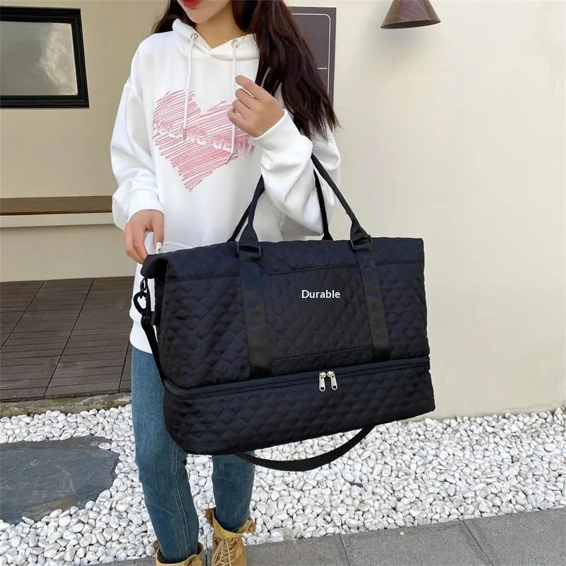 Large-Capacity Quilted Embroidered Thread Handle Crossbody Storage Travel Bag Raven’s Echo Hoodie