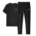 Men's Slim Fit Casual Ice Silk Set Raven’s Echo Hoodie