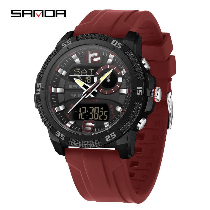 SANDA Mens Electronic Watch Youth Alarm Clock Luminous Sporty