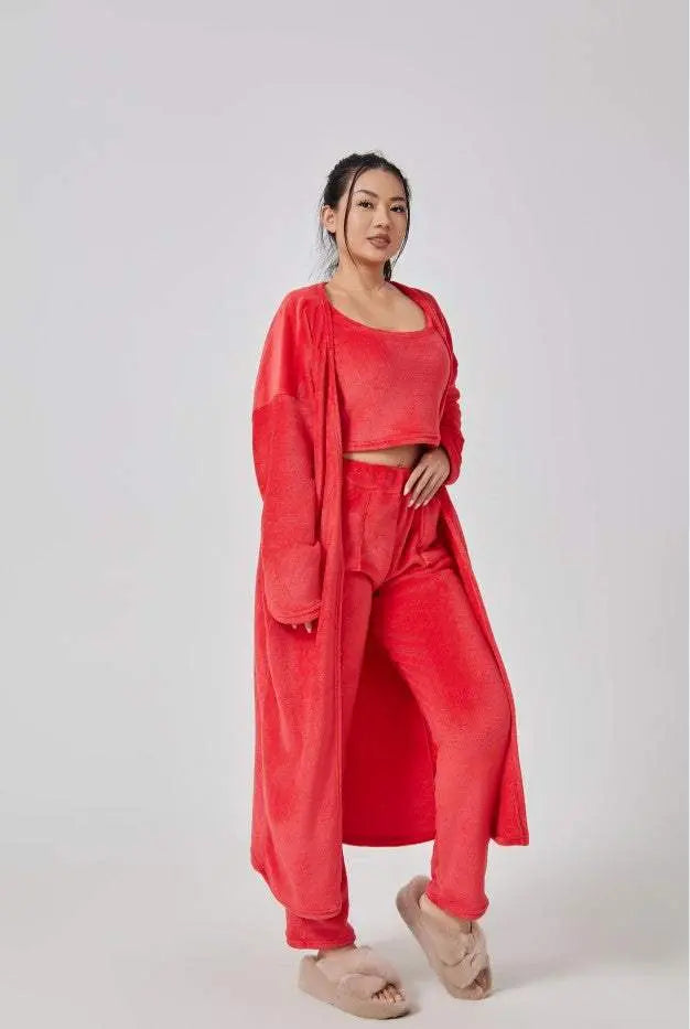 Cozy Pajama Set, 3 Piece Lounge Set, Cute Loungewear, Warm Suit Sets, Matching Set, Lounge Set, 3 Piece Pant Sets, Women Winter Dress Raven’s Echo Hoodie