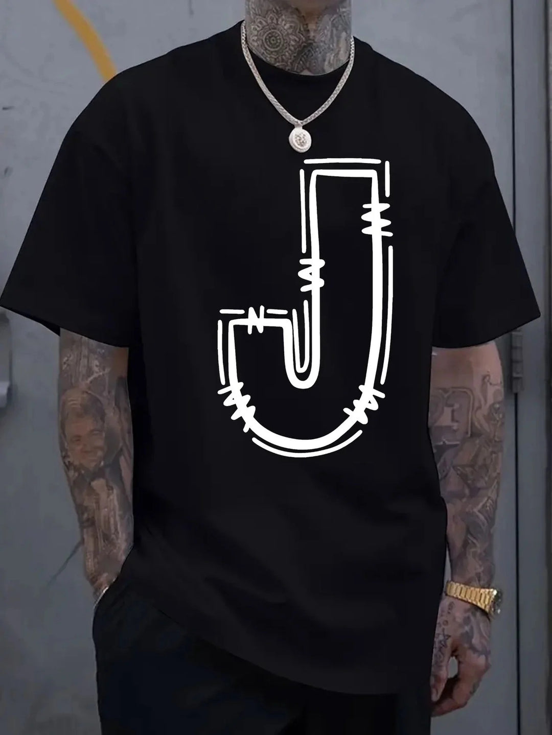 Mens Printed Crew-Neck Short-Sleeve T-Shirt