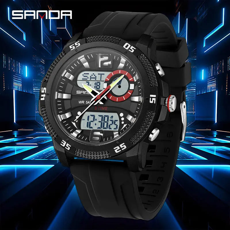 SANDA Mens Electronic Watch Youth Alarm Clock Luminous Sporty Raven’s Echo Hoodie
