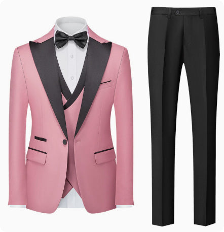 Korean-style Slim-fit Three-piece Suit Set