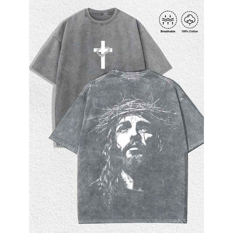 1 PC Religious With Crown Of Thorns Graphic Tee Featuring