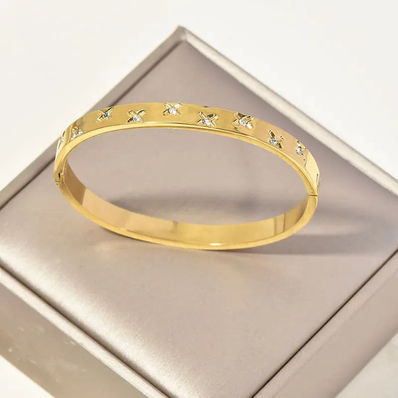 Retro Sunflower Diamond-Encrusted Bracelet Gold Polished Cuff Raven’s Echo Hoodie