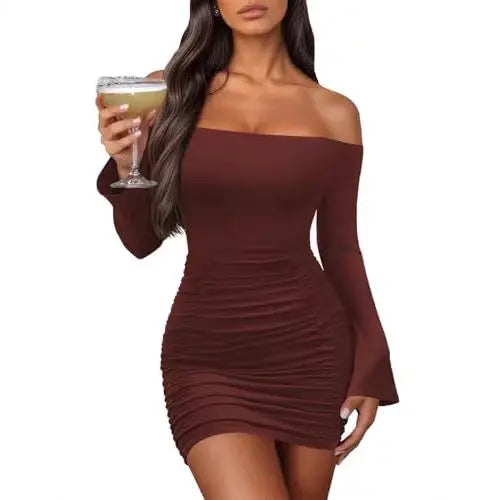 Hip-hugging Pleated Solid Color Dress Raven’s Echo Hoodie
