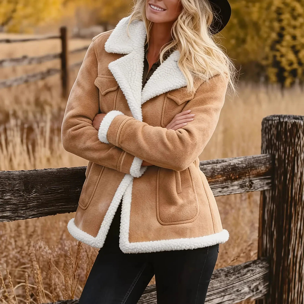 Women's Autumn And Winter Retro Pocket Lapel Button Jacket Fur Coat Raven’s Echo Hoodie