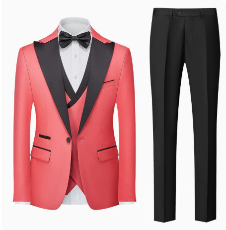 Korean-style Slim-fit Three-piece Suit Set