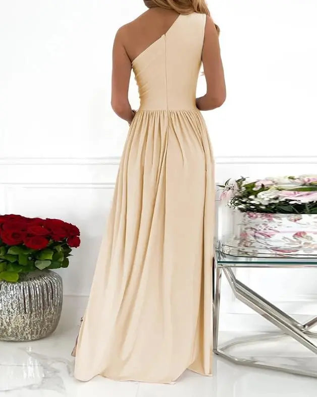 Women's One Shoulder High Split Cutout Sleeveless Elegant Sexy Cocktail Maxi Dress Raven’s Echo Hoodie