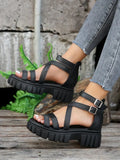 Platform All-match Hollowed-out Mid-heel Strappy Sandals Raven’s Echo Hoodie