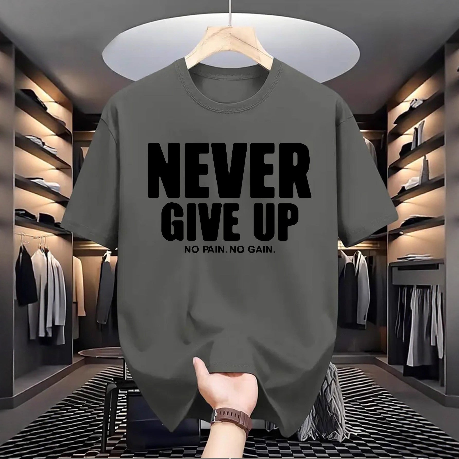 Casual Letter-print Crew-neck Versatile Short-sleeve Top