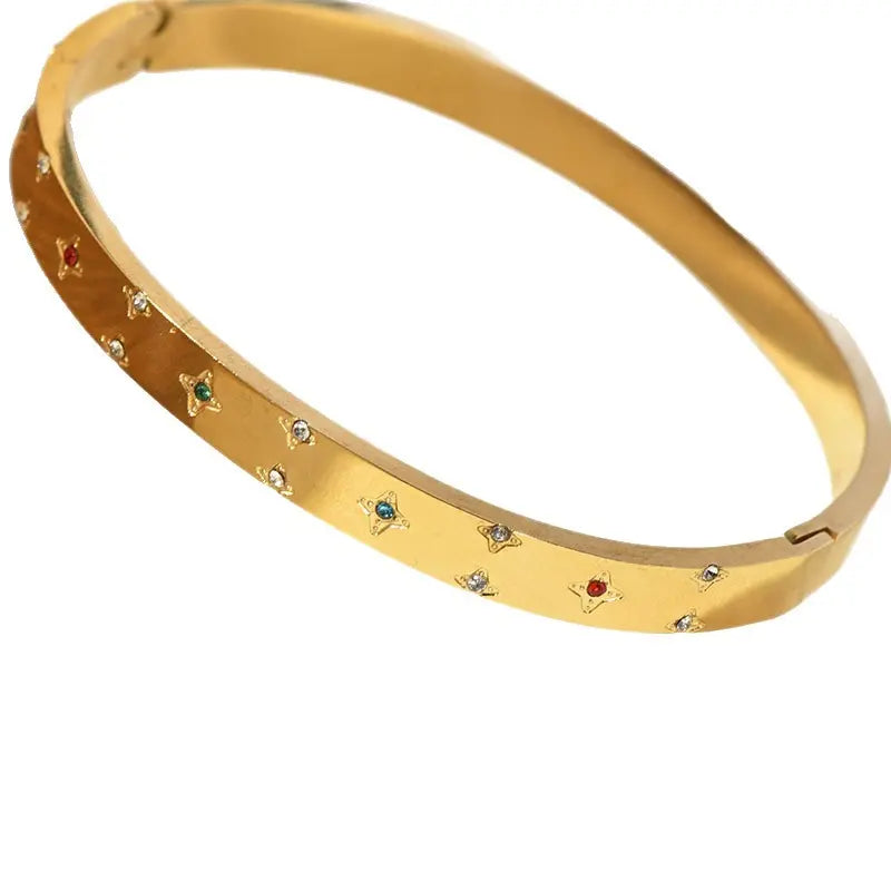 Retro Sunflower Diamond-Encrusted Bracelet Gold Polished Cuff Raven’s Echo Hoodie