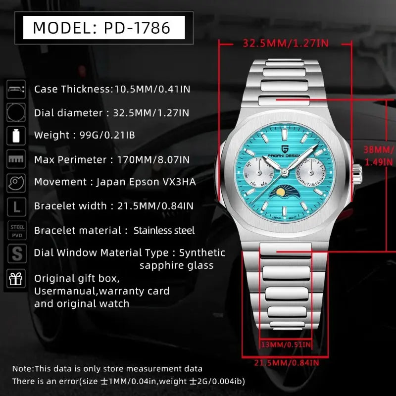 Multi-functional Water-resistant Luminous Sporty Moon Phase Watch With A Chronograph Raven’s Echo Hoodie