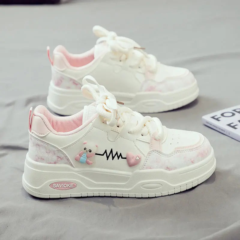 Womens White Sneakers Versatile Sporty Dad Shoes With Thick Soles Raven’s Echo Hoodie