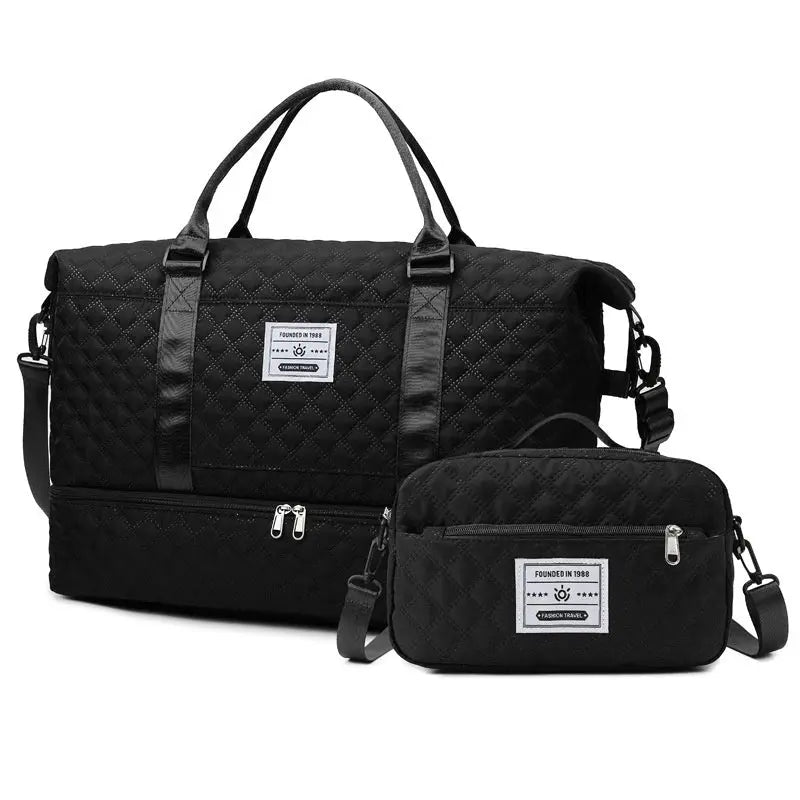 Large-Capacity Quilted Embroidered Thread Handle Crossbody Storage Travel Bag Raven’s Echo Hoodie