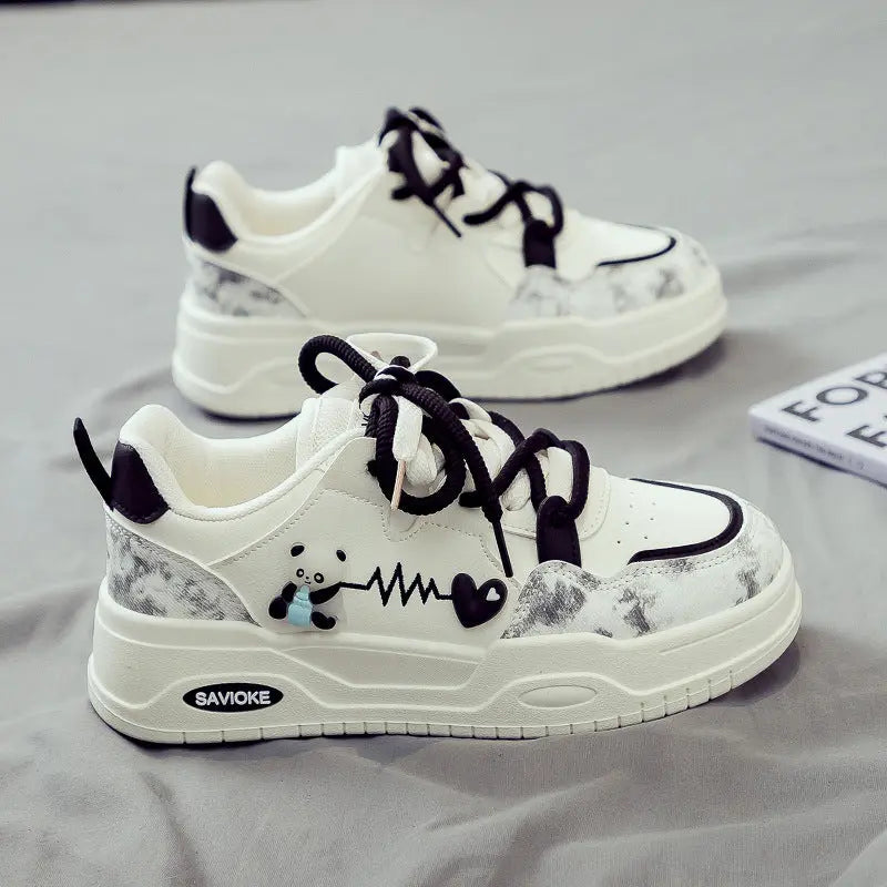 Womens White Sneakers Versatile Sporty Dad Shoes With Thick Soles Raven’s Echo Hoodie