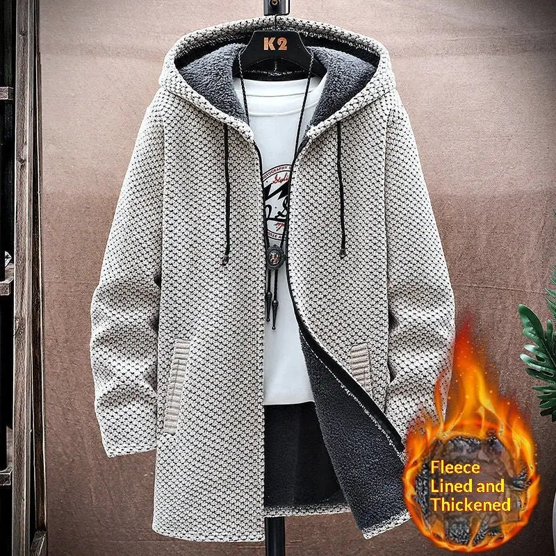 Men's Mid-Length Knitted Cardigan Coat Casual And Versatile Raven’s Echo Hoodie