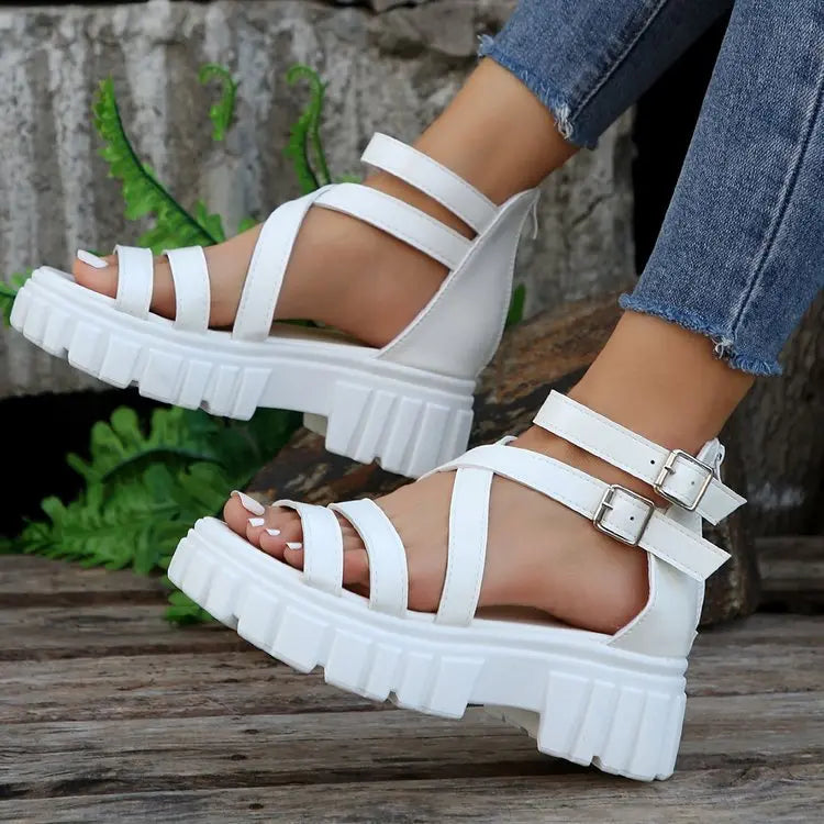 Platform All-match Hollowed-out Mid-heel Strappy Sandals Raven’s Echo Hoodie