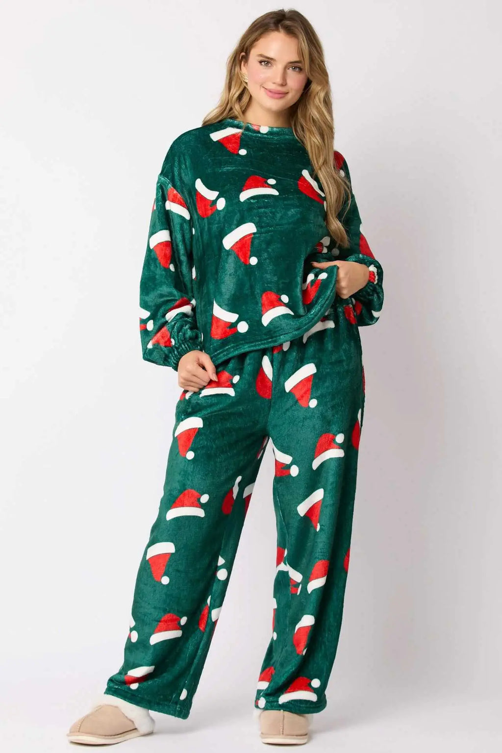 Casual Flannel Pajama Sets For Women 2 Piece Cute Long Sleeve Matching Lounge Shirts Sets Santa Claus Pajamas Homewear Raven’s Echo Hoodie