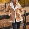 Women's Autumn And Winter Retro Pocket Lapel Button Jacket Fur Coat Raven’s Echo Hoodie