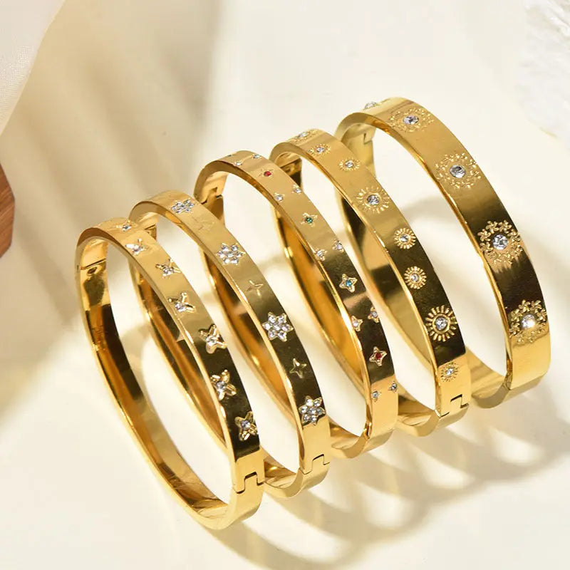 Retro Sunflower Diamond-Encrusted Bracelet Gold Polished Cuff Raven’s Echo Hoodie