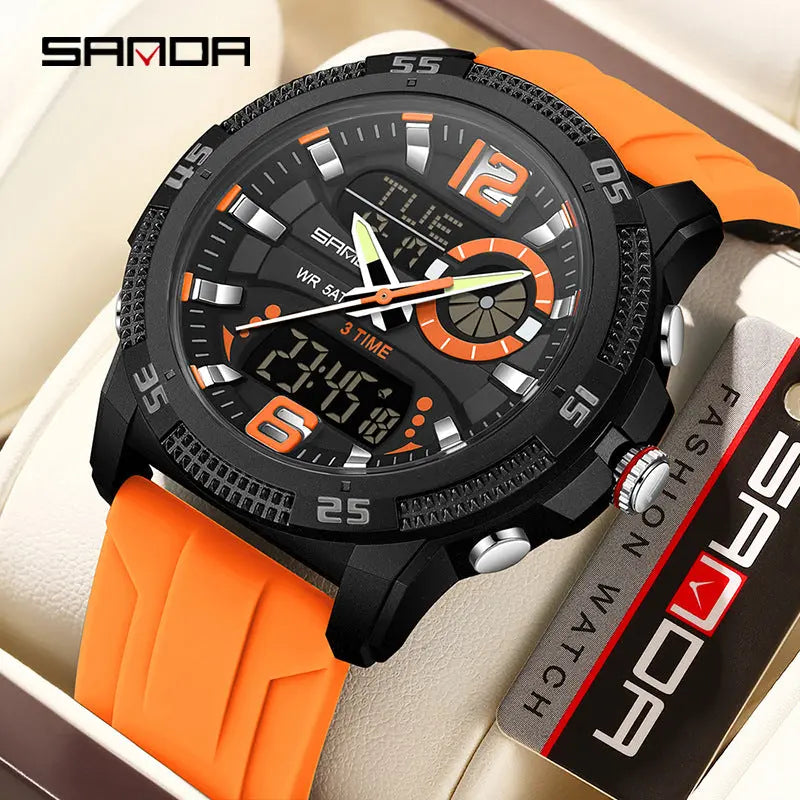 SANDA Mens Electronic Watch Youth Alarm Clock Luminous Sporty Raven’s Echo Hoodie