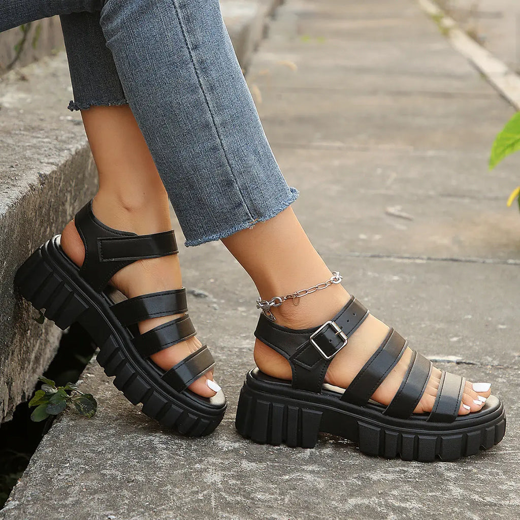 Platform-sole Casual Thick-soled Womens Plus-size Sandals Raven’s Echo Hoodie