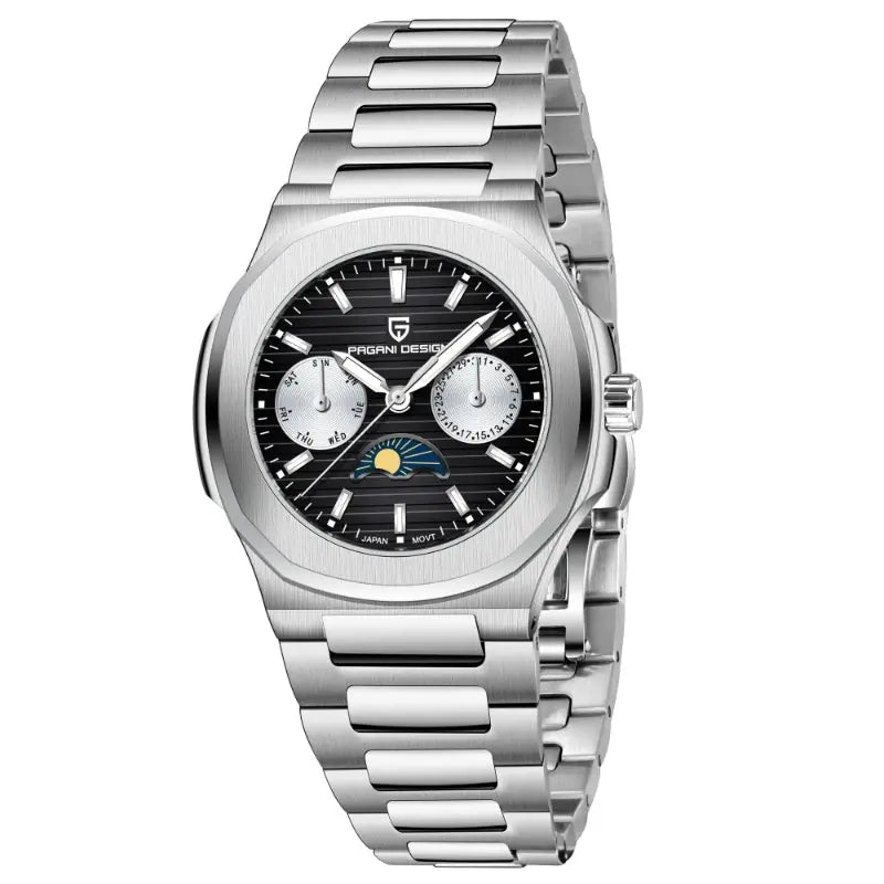 Multi-functional Water-resistant Luminous Sporty Moon Phase Watch With A Chronograph Raven’s Echo Hoodie