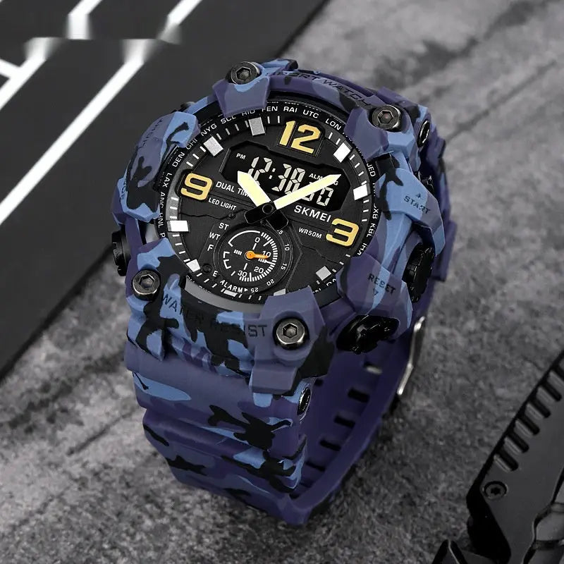Multifunctional Dual-Movement Sports Electronic Watch For Men Raven’s Echo Hoodie