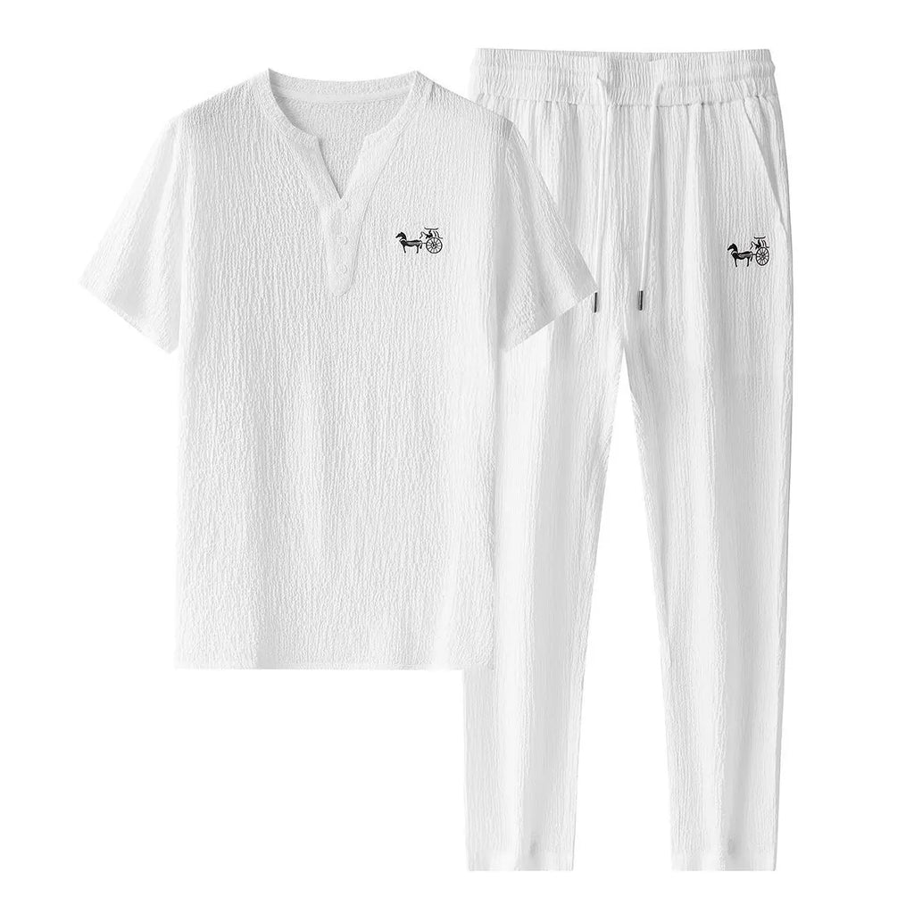 Men's Slim Fit Casual Ice Silk Set Raven’s Echo Hoodie