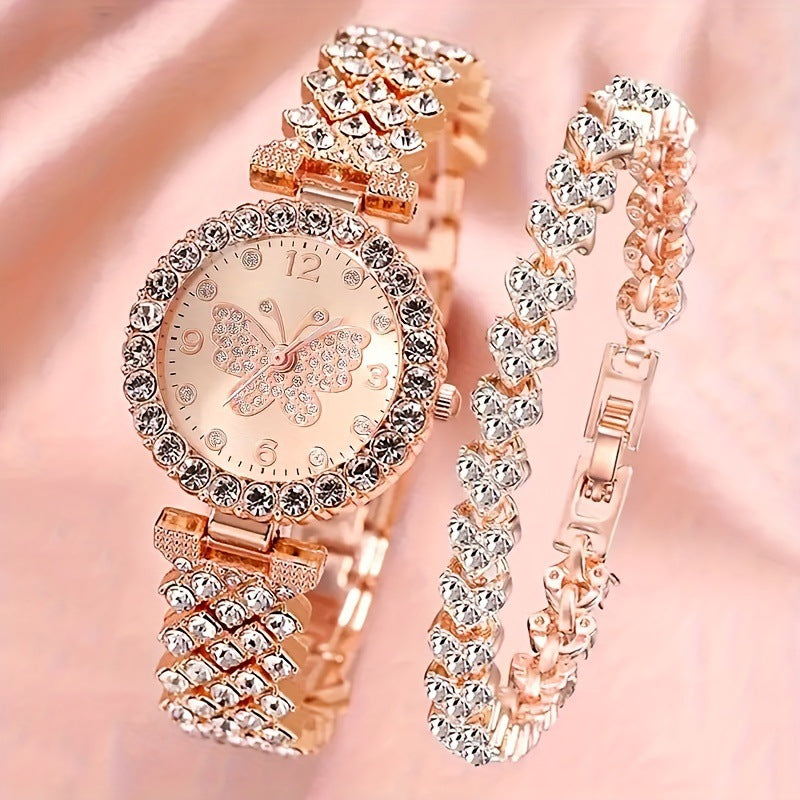 Fashionable Roman-Style Diamond-Encrusted Womens Watch