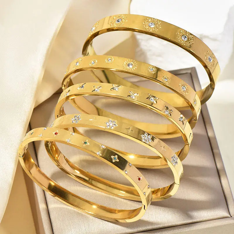 Retro Sunflower Diamond-Encrusted Bracelet Gold Polished Cuff Raven’s Echo Hoodie