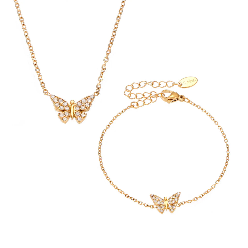 Full-diamond Butterfly Clavicle Necklace And Bracelet Raven’s Echo Hoodie
