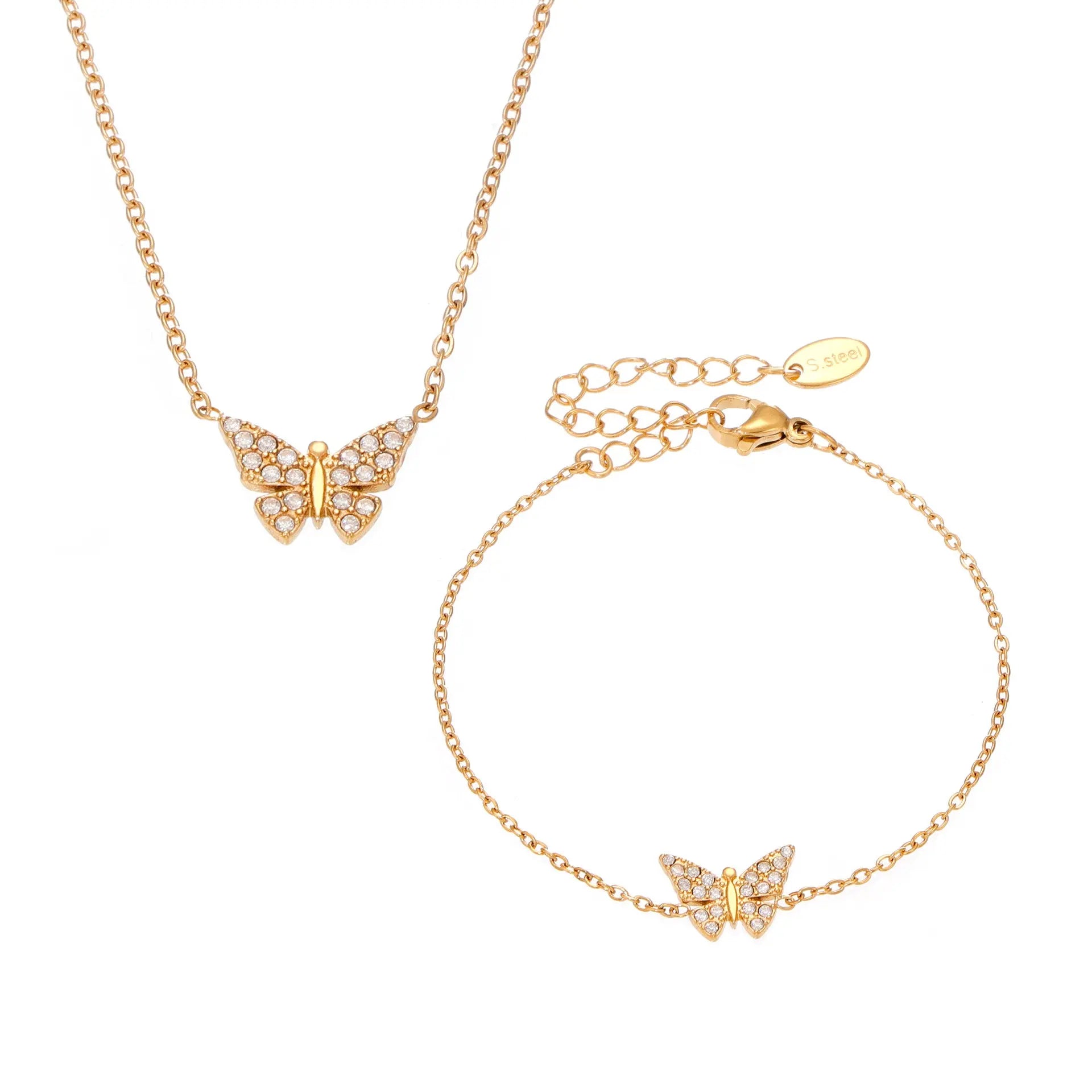 Full-diamond Butterfly Clavicle Necklace And Bracelet Raven’s Echo Hoodie