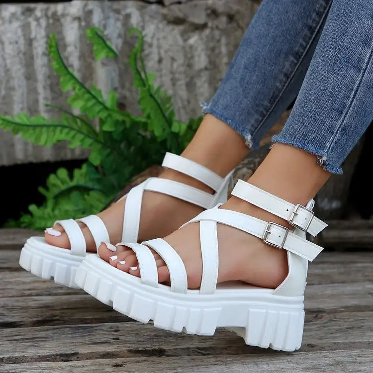 Platform All-match Hollowed-out Mid-heel Strappy Sandals Raven’s Echo Hoodie