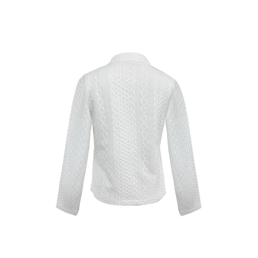 Women's Fashionable Solid Color Textured Fabric Stand Up Collar Jacket Raven’s Echo Hoodie