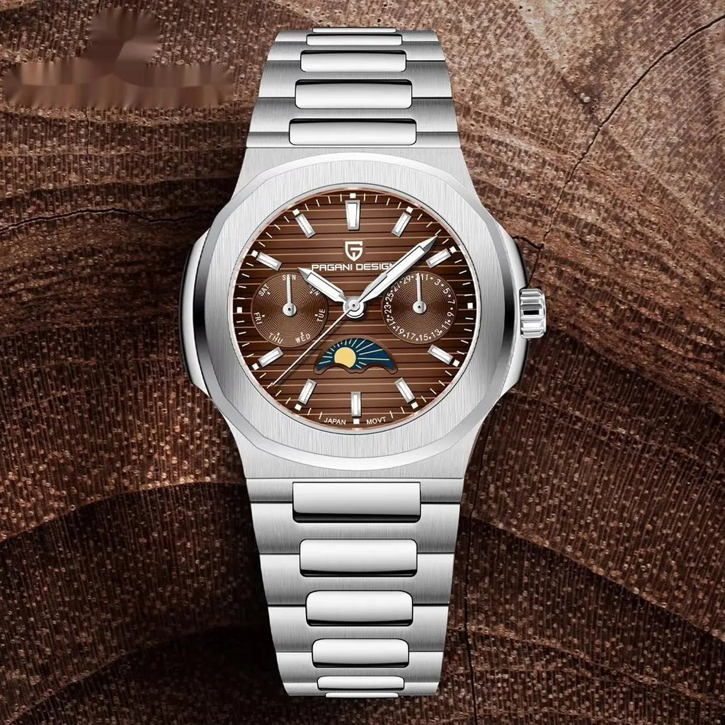 Multi-functional Water-resistant Luminous Sporty Moon Phase Watch With A Chronograph Raven’s Echo Hoodie
