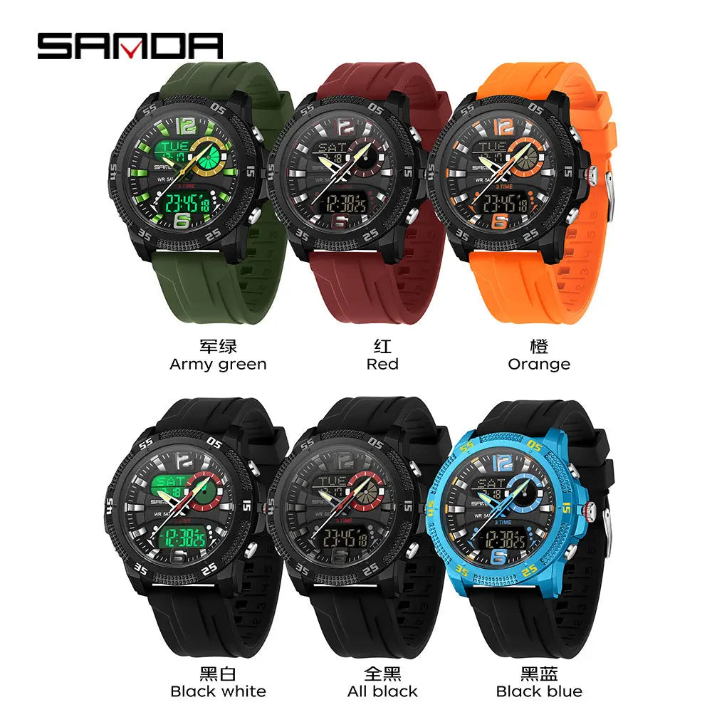 SANDA Mens Electronic Watch Youth Alarm Clock Luminous Sporty Raven’s Echo Hoodie