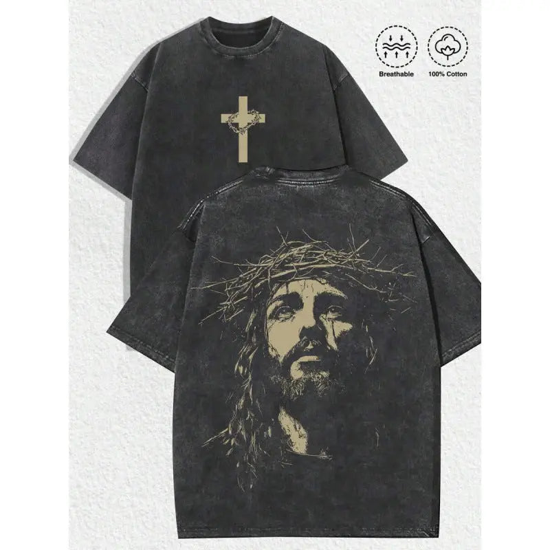 1 PC Religious With Crown Of Thorns Graphic Tee Featuring Raven’s Echo Hoodie