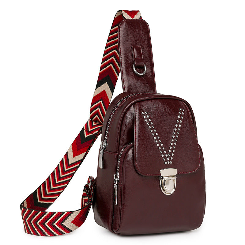 Womens Soft Leather Casual All-Match ShoulderCrossbody Bag