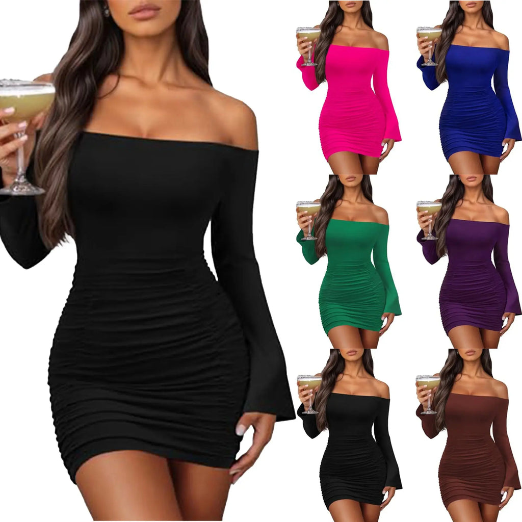 Hip-hugging Pleated Solid Color Dress Raven’s Echo Hoodie