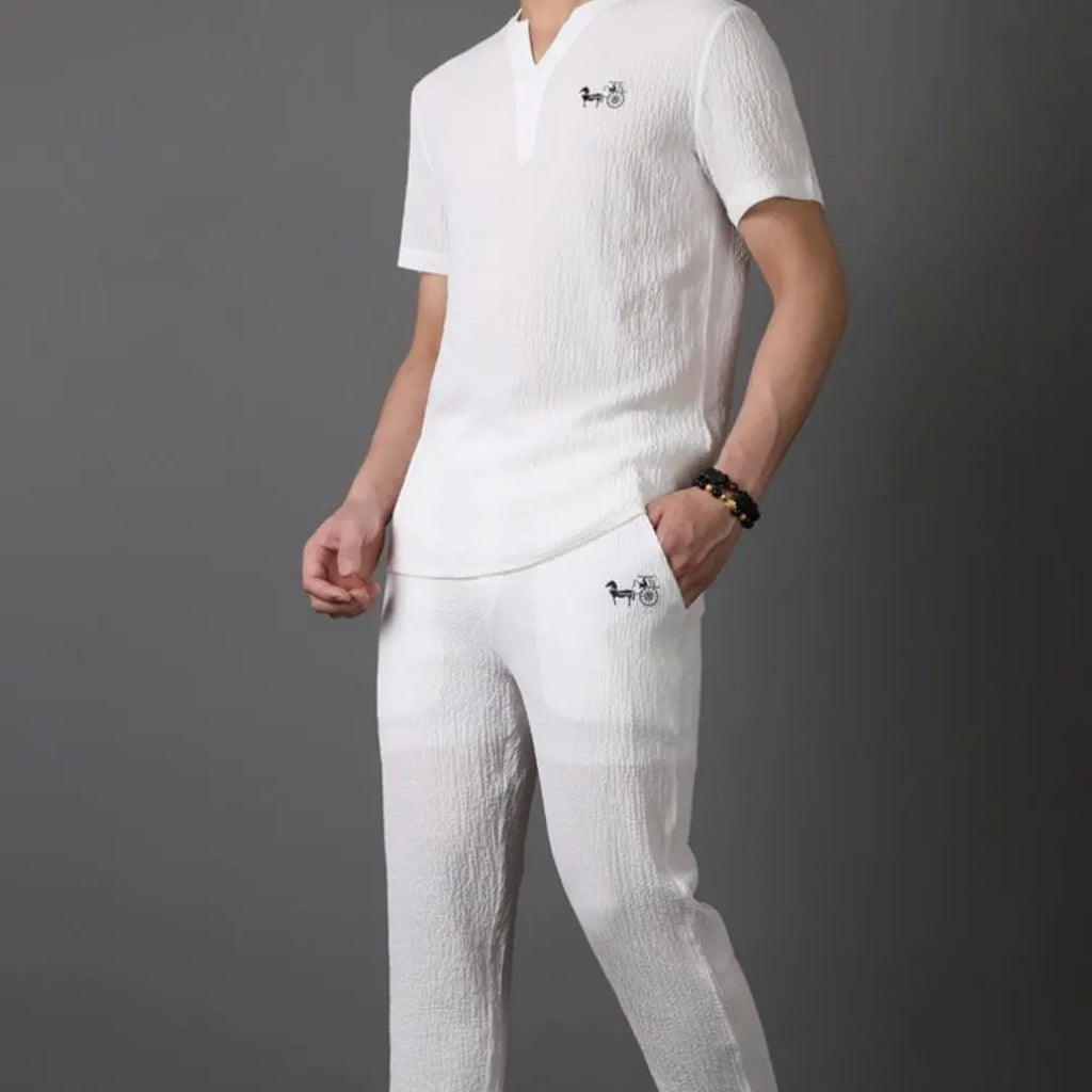 Men's Slim Fit Casual Ice Silk Set Raven’s Echo Hoodie