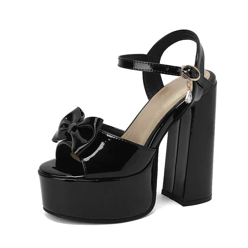 Womens Chunky-heel Ultra-high-heeled Peep-toe Sandals Raven’s Echo Hoodie