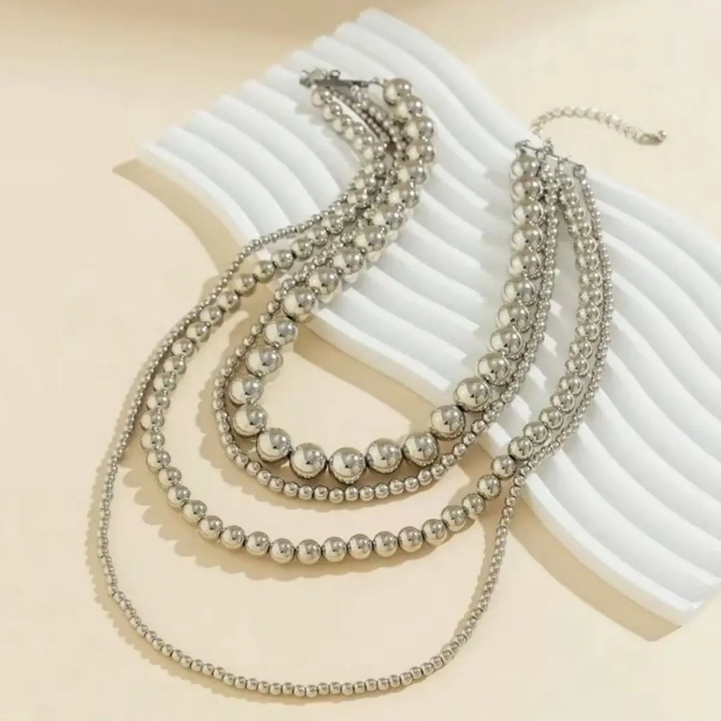 Exaggerated Cyber-style Multi-layered Bead Stackable Necklace Raven’s Echo Hoodie