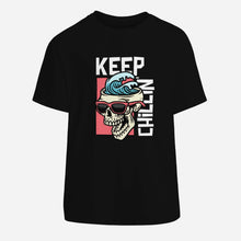 Load image into Gallery viewer, &quot;Skull graphic T-shirt with sunglasses and beanie – Perfect for bikers and skaters&quot;
