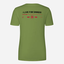 Load image into Gallery viewer, &quot;Fearless Life T-shirt - Live For Danger Olive Cotton Tee&quot;
