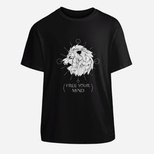 Load image into Gallery viewer, &quot;Classic heather black t-shirt with minimalist white design, men fit&quot;
